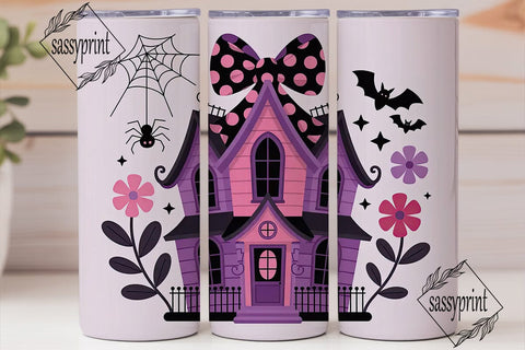 Pink Halloween Tumbler Wrap Sublimation sassyprint 
