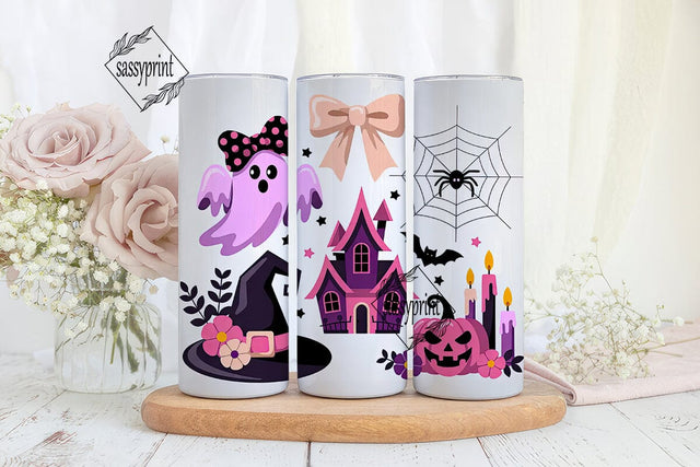 Pink Halloween Tumbler Wrap Sublimation sassyprint 