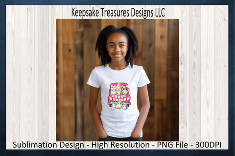 Pink Happy Easter Marshmallow Babies Hand Drawn Truck, Sublimation PNG, Children's Easter T-Shirt Design, Digital Download, PNG Printable Sublimation Keepsake Treasures Designs LLC. 