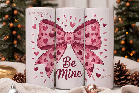 Pink Heart Bow 20oz Tumbler Design Sublimation DesignSVG 