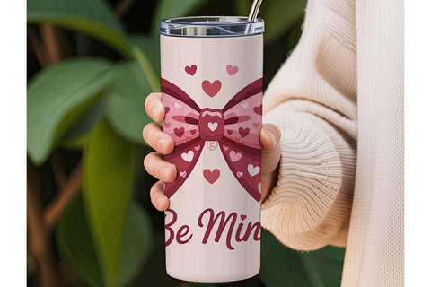 Pink Heart Bow 20oz Tumbler Design Sublimation DesignSVG 