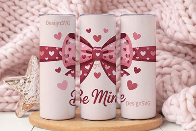 Pink Heart Bow 20oz Tumbler Design Sublimation DesignSVG 