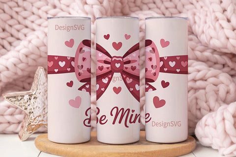 Pink Heart Bow 20oz Tumbler Design Sublimation DesignSVG 