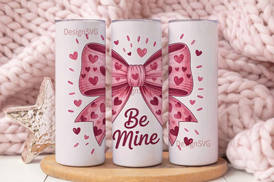 Pink Heart Bow 20oz Tumbler Design Sublimation DesignSVG 