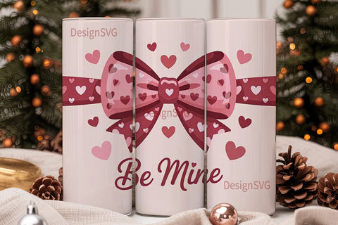 Pink Heart Bow 20oz Tumbler Design Sublimation DesignSVG 