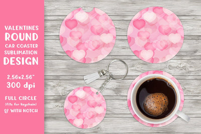 Pink heart car coaster sublimation Valentines round coaster Sublimation LaBelezoka 
