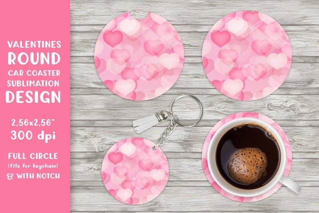 Pink heart car coaster sublimation Valentines round coaster Sublimation LaBelezoka 