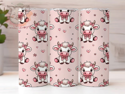 Pink Heart Highland Cow Valentine Tumbler, Pink Heart Wrap, Cute Cow Cup, Romantic Sublimation Design, Valentine Gift Tumbler, Sweet Cow Hearts Wrap, Adorable Farmhouse Cup Sublimation Lara' s Designs 