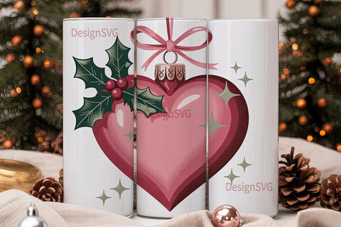 Pink Heart Ornament 20oz Tumbler Wrap Sublimation DesignSVG 