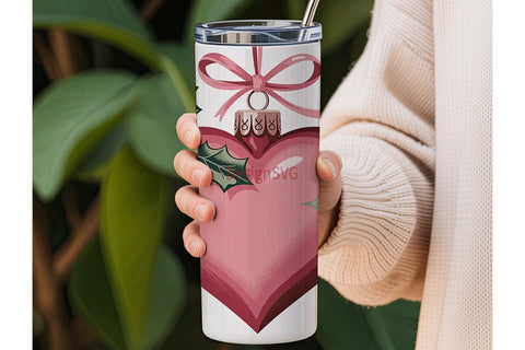 Pink Heart Ornament 20oz Tumbler Wrap Sublimation DesignSVG 