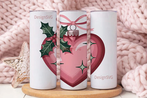 Pink Heart Ornament 20oz Tumbler Wrap Sublimation DesignSVG 