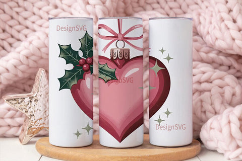 Pink Heart Ornament 20oz Tumbler Wrap Sublimation DesignSVG 