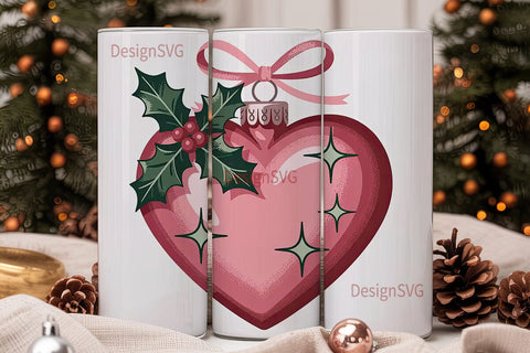 Pink Heart Ornament 20oz Tumbler Wrap Sublimation DesignSVG 
