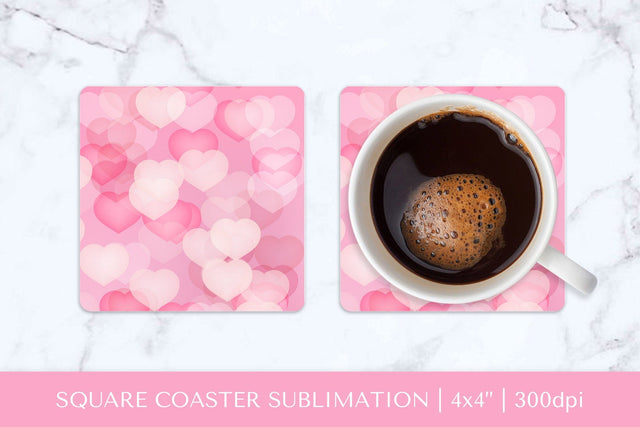 Pink heart square coaster sublimation design PNG Sublimation LaBelezoka 