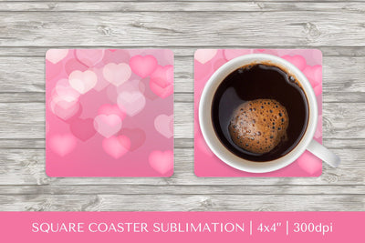 Pink heart square coaster sublimation design PNG Sublimation LaBelezoka 