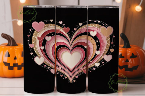 Pink Heart Swirls 20oz Tumbler Wrap Sublimation PixelChick 