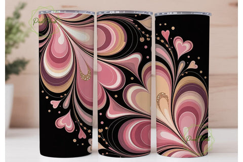 Pink Heart Swirls 20oz Tumbler Wrap Sublimation PixelChick 
