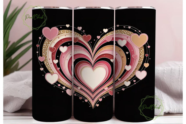 Pink Heart Swirls 20oz Tumbler Wrap Sublimation PixelChick 