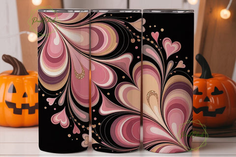 Pink Heart Swirls 20oz Tumbler Wrap Sublimation PixelChick 