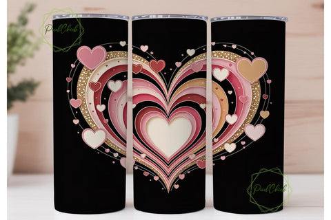 Pink Heart Swirls 20oz Tumbler Wrap Sublimation PixelChick 