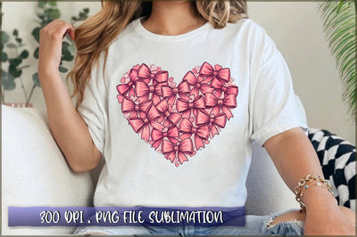 Pink Heart Valentine Bow Sublimation Clipart Sublimation Shetara Begum 