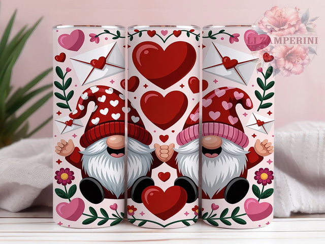 Pink Heart Valentine Gnome Tumbler, Valentine Hearts Design, Cute Love Gnome, 20Oz Wrap Design, Valentine Sublimation, Pink Heart Art, Romantic Gnome Theme Sublimation Li Zamperini 