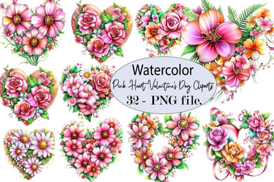 Pink Heart Valentine's Day Clipart Sublimation SVGArt 