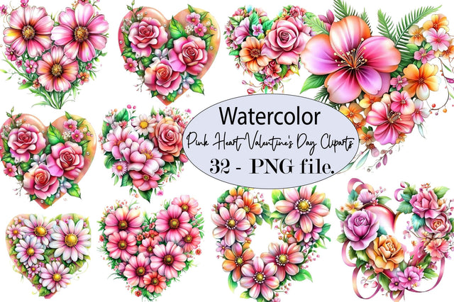 Pink Heart Valentine's Day Clipart Sublimation SVGArt 