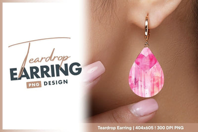 Pink heart watercolor background teardrop earring png Sublimation Regulrcrative 