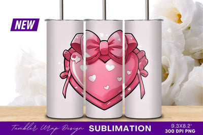 Pink Heart With Bow Tumbler Png Sublimation Regulrcrative 