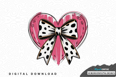 Pink heart with dalmatian print bow sublimation design Sublimation Regulrcrative 