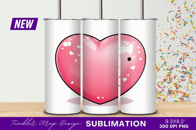 Pink heart with small hearts design tumbler png Sublimation Regulrcrative 