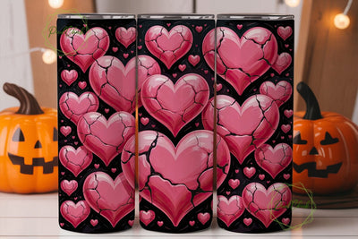 Pink Hearts 20oz Tumbler Wrap Sublimation PixelChick 