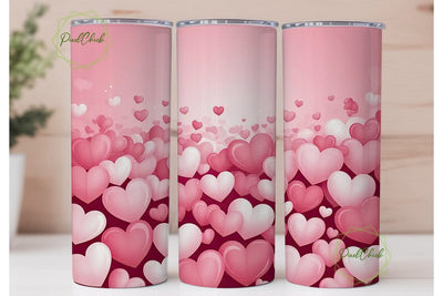 Pink Hearts 20oz Tumbler Wrap Sublimation PixelChick 