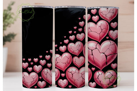 Pink Hearts 20oz Tumbler Wrap Sublimation PixelChick 