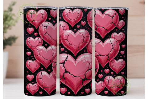 Pink Hearts 20oz Tumbler Wrap Sublimation PixelChick 