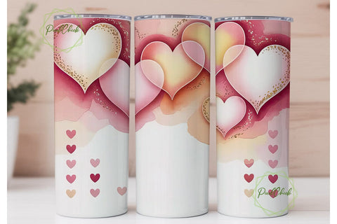 Pink Hearts 20oz Tumbler Wrap Sublimation PixelChick 