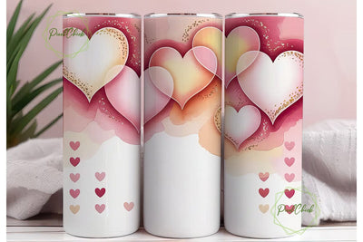 Pink Hearts 20oz Tumbler Wrap Sublimation PixelChick 