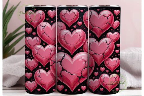 Pink Hearts 20oz Tumbler Wrap Sublimation PixelChick 