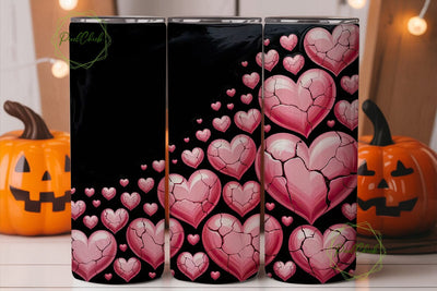 Pink Hearts 20oz Tumbler Wrap Sublimation PixelChick 