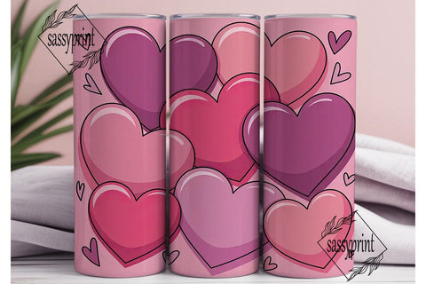 Pink Hearts 20oz Tumbler Wrap Sublimation sassyprint 