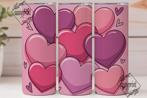 Pink Hearts 20oz Tumbler Wrap Sublimation sassyprint 