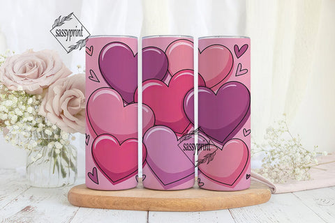 Pink Hearts 20oz Tumbler Wrap Sublimation sassyprint 