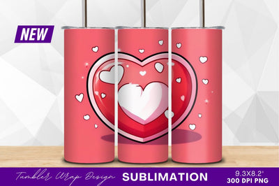 Pink hearts cartoon style tumbler png image Sublimation Regulrcrative 