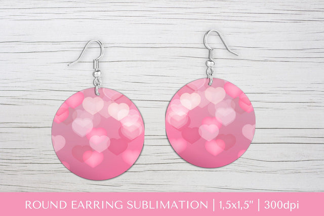 Pink hearts earring sublimation. Soft pink round earring Sublimation LaBelezoka 