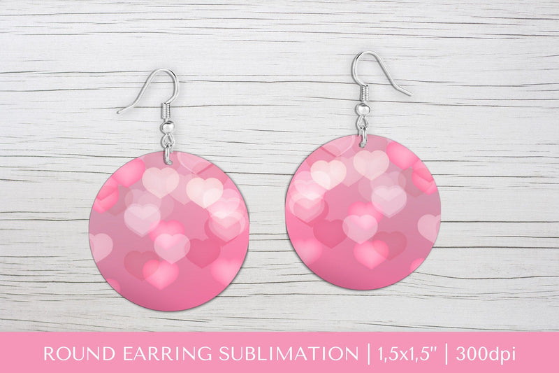 Pink hearts earring sublimation. Soft pink round earring Sublimation LaBelezoka 