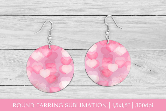 Pink hearts earring sublimation. Valentine round earrings Sublimation LaBelezoka 