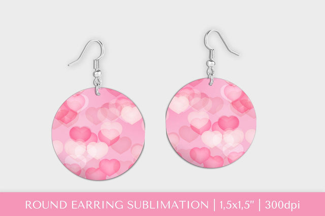 Pink hearts earrings sublimation. Valentine round earring Sublimation LaBelezoka 