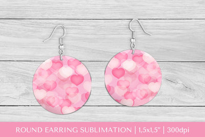 Pink hearts earrings sublimation. Valentines round earring Sublimation LaBelezoka 