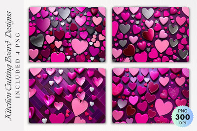 Pink Hearts Love Cutting board PNG Design Sublimation Regulrcrative 